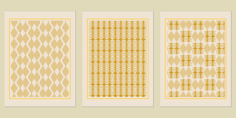 Poster - Harmonious geometric patterns artfully arranged in a trio, blending retro inspiration with contemporary design elements for a visually appealing collection