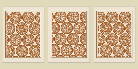 Poster - Harmonious trilogy: A captivating artwork presenting an array of circular motifs in a subtle color palette creating a sense of unity and serene aesthetics