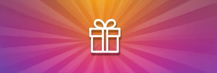 Poster - Glowing Present Icon Displayed Over a Vibrant Radial Gradient Background Creating a Festive Atmosphere for Celebrations and Special Occasions