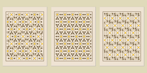 Poster - Geometric Harmony: A Trio of Coordinated Abstract Art Prints with Intricate Patterns and Calming Earth Tone Color Palettes Perfect for Modern Decor