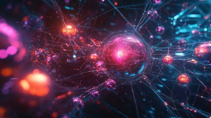 Aufkleber - Abstract network of glowing spheres
