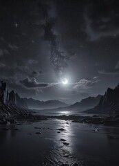 Wall Mural - vast, star-studded midnight sky deep black canvas , astronomical, pattern