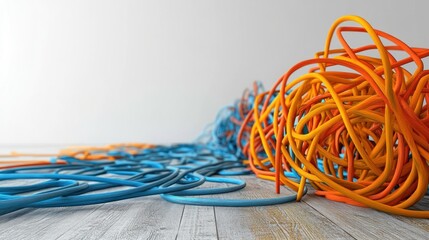 Aufkleber - Abstract tangled colorful lines on light wooden floor