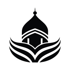 Poster - Elegant black and white islamic mosque or building logo design with minimalist modern architecture