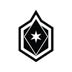 Poster - Abstract geometric emblem with star shape symbol within a modern vector design for various applications