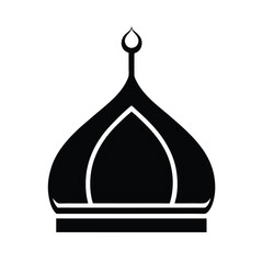 Poster - Black and white illustration of a mosque dome design a symbol of islamic architecture and religion.
