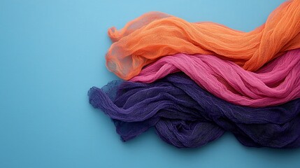 Poster - Soft Abstract Fabric Textures in Periwinkle, Orange, and Pink
