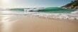 © Ampor - Emerald green waves curl, crashing onto a pristine sandy beach , background, tropical