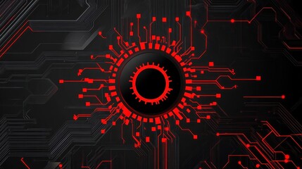 Poster - Circuit board with glowing red center