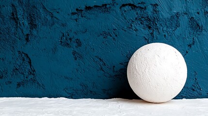 Poster - White Sphere with Strong Shadow on Dark Blue Textured Wall