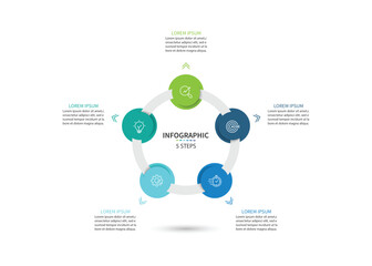Poster - Vector infographic label design with circle infographic template design and 5 options or steps.