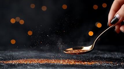 Poster - Gold Glitter Trails Fading into Black Background