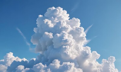 fluffy white cumulus cloud against vibrant blue sky , design, clear