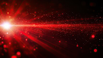 Poster - A vibrant burst of red light radiating from the center. creating dynamic rays and bokeh effects in a dark background. ideal for abstract designs and digital art projects