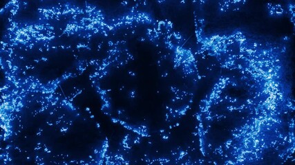 Wall Mural - fiery blue burn on black 4k loop features crackling blue fiery energy against a black background in 
