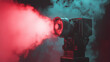 © Thiago - Vintage movie projector casting a beam of light through smoke. [Digital Relics] | Pixel Shrine | retro glow. Illustration