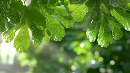 Wall Mural - Vibrant fig leaves basking in sunlight showcasing intricate veins and creating a refreshing natural background with close up details perfect for nature