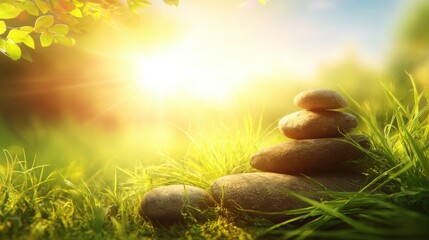 Poster - Peaceful gains icon concept featuring elements of stressless financial wins and positive investment outcomes