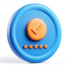 Poster - Five star rating badge vector illustration for customer feedback and quality service evaluation 3d