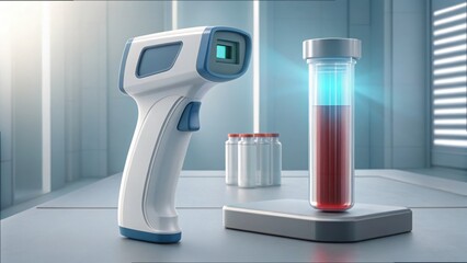 Poster - Advanced Biolab Scanner with Specimen Tube on a Laboratory Table