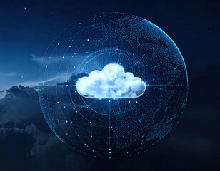 Poster - digital representation of cloud computing concept with cloud icon