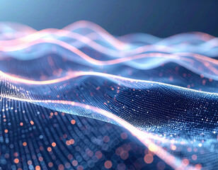 Poster - abstract digital fabric unfolding into layered data streams soft