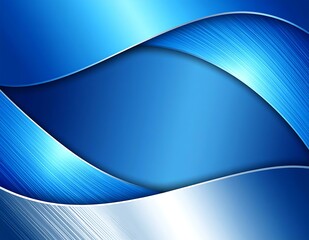 Poster - Abstract Blue and Silver Waves Modern Graphic Design Background