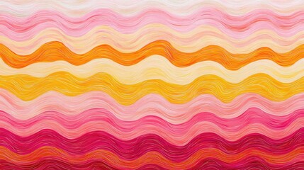 Poster - Abstract wave patterns with gradients of pink, orange, and yellow creating a warm, vibrant background