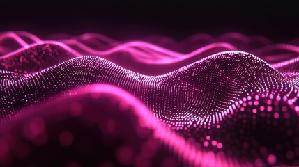 Poster - A series of glowing, curving digital waves blending into each other, representing the flow of information in technology