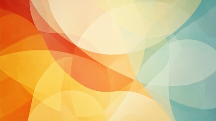 Poster - Colorful overlapping geometric shapes in soft hues, forming an abstract, minimalistic design with smooth, fluid transitions