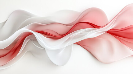 Poster - A red and white wave with a white background. The red and white colors create a sense of movement and energy