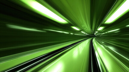 Poster - A green tunnel with a bright light shining through it. The tunnel is long and narrow, and the light is shining brightly, creating a sense of movement and energy