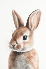 Aufkleber - Adorable brown bunny rabbit portrait, detailed fur, soft light, cute animal, wildlife, pet, easter, spring, nature, whimsical, charming, fluffy, delicate, innocent, peaceful, serene, g : Generative AI