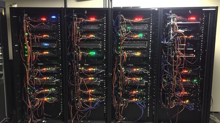Poster - Server rack with intelligent automation tools for managing document workflows and backups