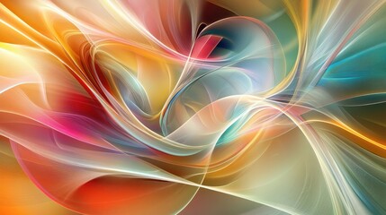Poster - Soft flowing digital waves with glowing accents, creating an abstract futuristic design in bright neon tones