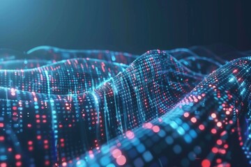 abstract neon blue cyber binary flowing background