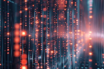 Abstract neon blue cyber binary flowing background