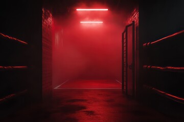 Wall Mural - Futuristic red lit interior concept