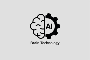 Poster - Artificial intelligence conceptual icon combining brain and gear representing technological advancement