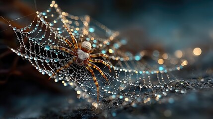 Morning dew on spider web captivating macro nature photography close-up view serene environment