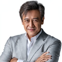 Aufkleber - A man in a gray suit and white shirt is smiling for the camera