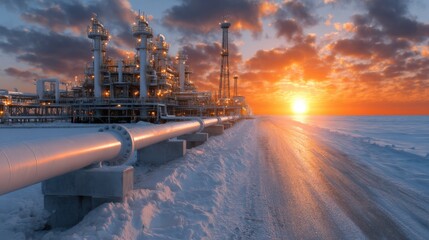 Aufkleber - A large industrial plant with a pipeline running through it
