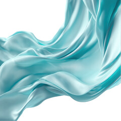 Poster - Abstract flowing light blue silk fabric waves elegant design background on transparent background