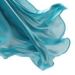 Poster - Abstract flowing turquoise fabric textile elegant design background art on transparent background