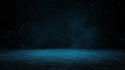 Wall Mural - A dark starry sky above a sparkling, illuminated blue surface creates a mysterious, cosmic atmosphere.
