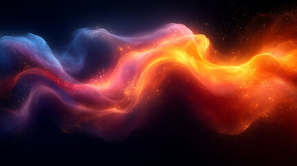 Poster - Abstract nebula cloud with vibrant color gradients and sparkling dust particles representing cosmic space and energy flow for science and creative projects