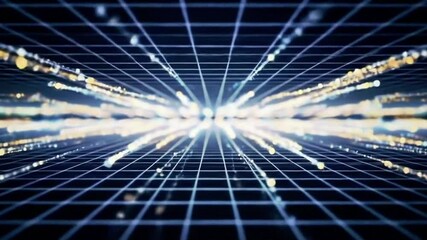 Poster - Abstract Grid with Glowing Light Trails Converging Towards a Central Point