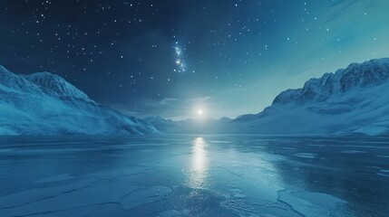 Wall Mural - Mystical landscape light beam blue horizon