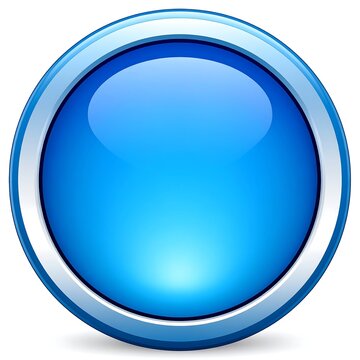 Glossy Blue Circle Button Vector Graphic Design Element