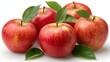 © admin_design - Five vibrant apples with lush green leaves, a symbol of freshness and health